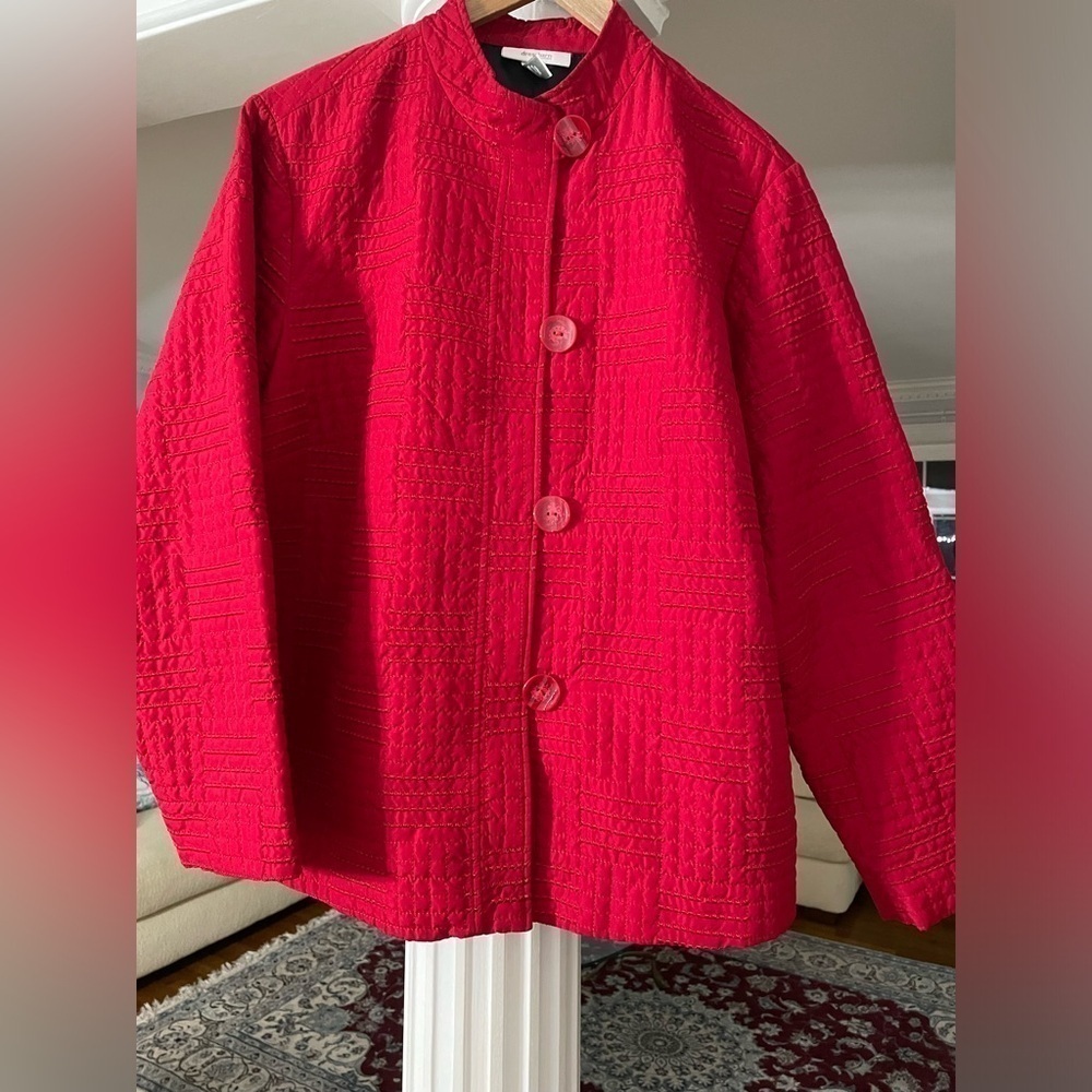 Dress barn women. Quilted long sleeve mock neck buttons with lope size 18/20